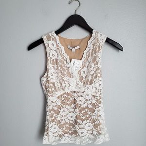 CABI White and Cream Sleeveless Top Size Medium